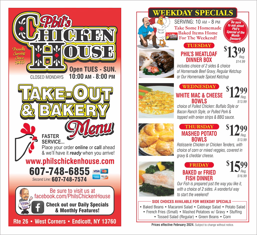 Take Out Menu Phil’s Chicken House